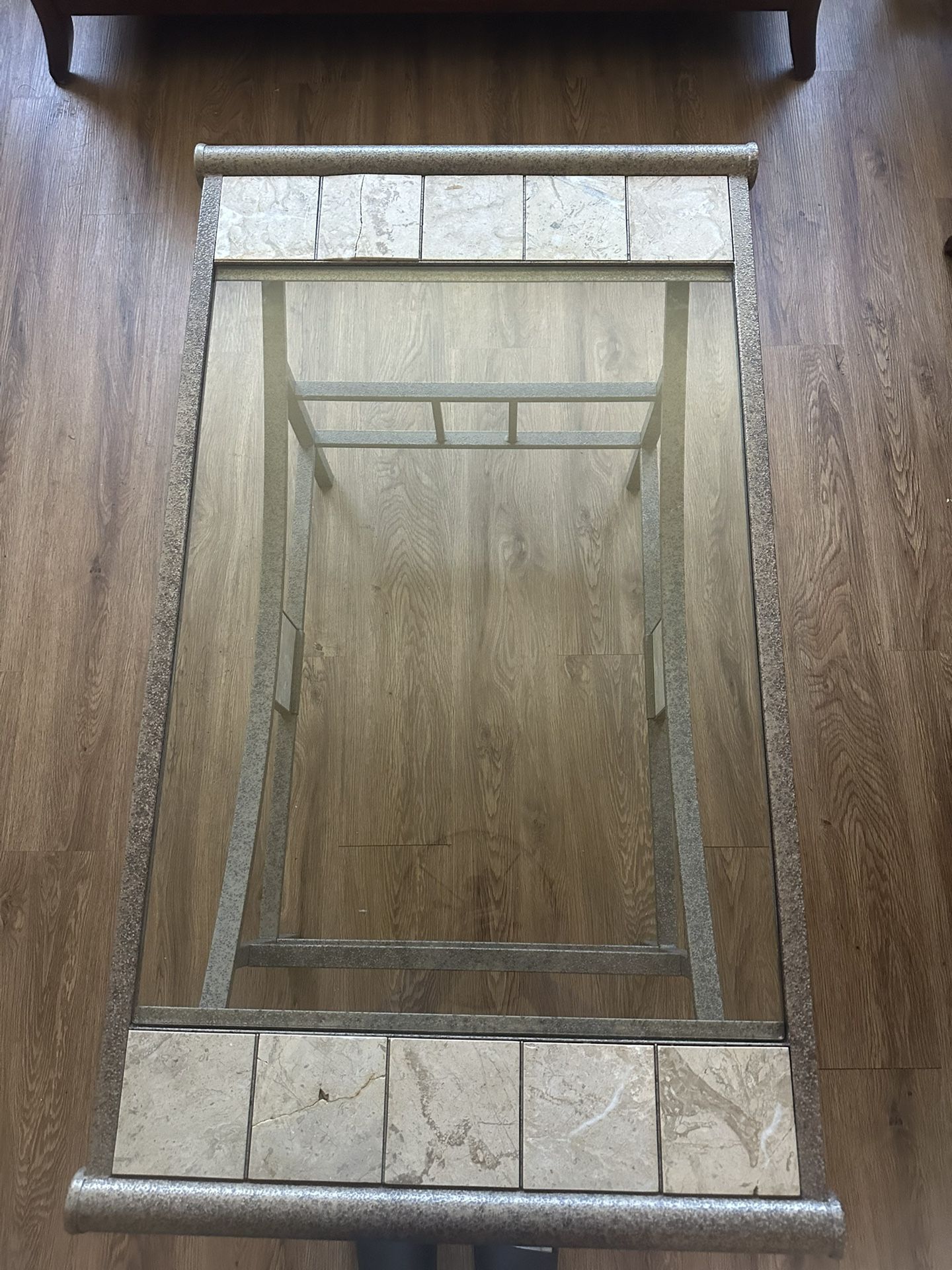 Metal Glass Coffee Table With Tile Stones