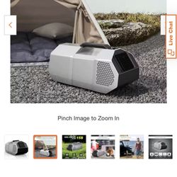 1500 BTU (DOE) Portable Tent Air Conditioner Cools 50 sq. ft. for Camping, RV, Outdoor Event W/ 3-Wind Speeds in Silver