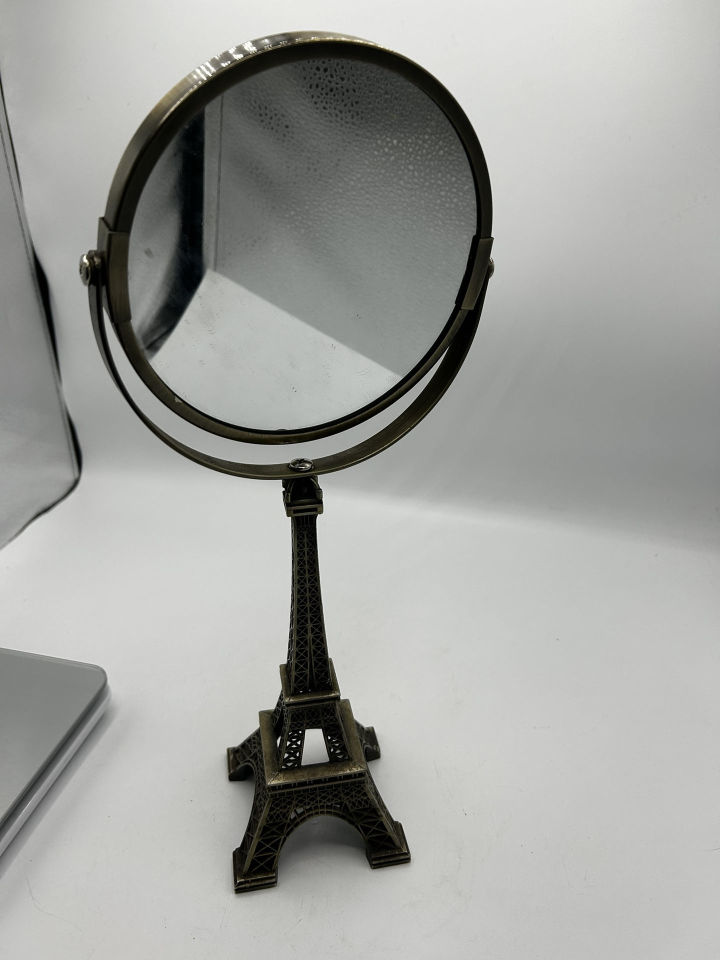 Dark Bronze Metal, Magnifying Mirror with Eiffel Tower Base