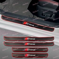 For Audi Sline 4PCS Blue or Red Border Rubber Car Door Scuff Sill Cover Panel Step Protector -(3-DSR-SLINE-
