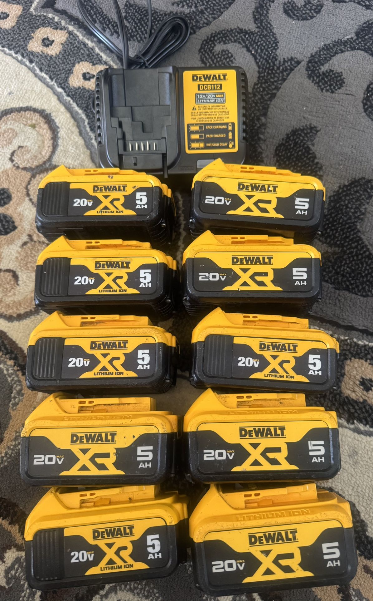 DEWALT 20V MAX Premium Lithium-Ion 5.0Ah Battery $55 each with charger $70