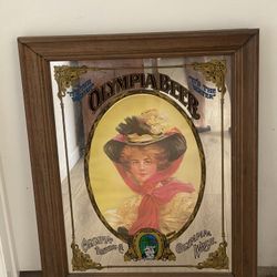 Vintage Olympia Beer Sign Mirror Large Nice Condition 
