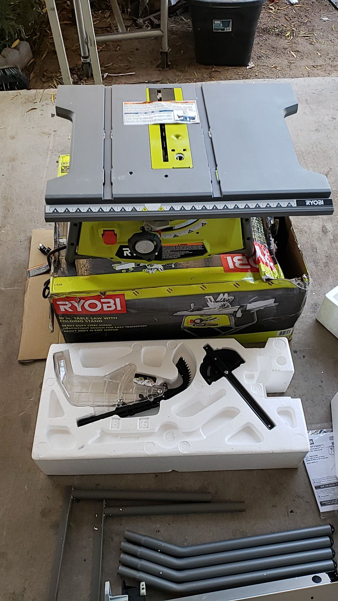 Ryobi 10 in table saw with folding stand
