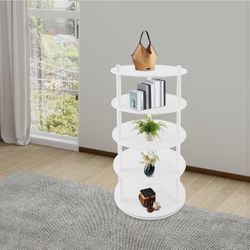 TFCFL 4 Tier Rotating Shoe Rack, Round Shoe Rack Storage, 360° Shoe Storage Organizer with 110lb Capacity, PVC Multi-Level Shelf for Shoes, Bags, Hats