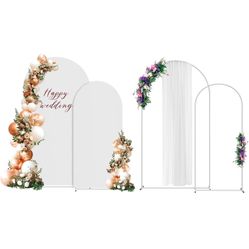 Metal Arch Backdrop Stand Set of 2 with Cover, (7.2FT+6FT) Wedding Balloon Arch