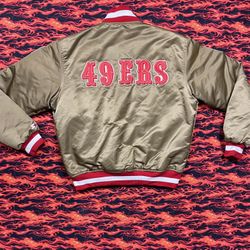 Vintage 90s NFL Starter Proline San Francisco 49ers Satin Jacket Sz L Gold Grail
