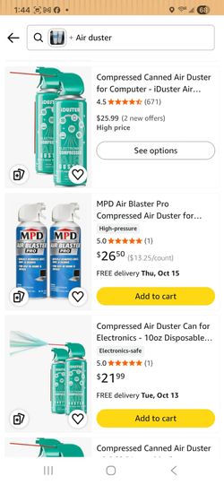 Compressed Air Duster Can for Electronics - 10oz Disposable
Amazon picture is similar