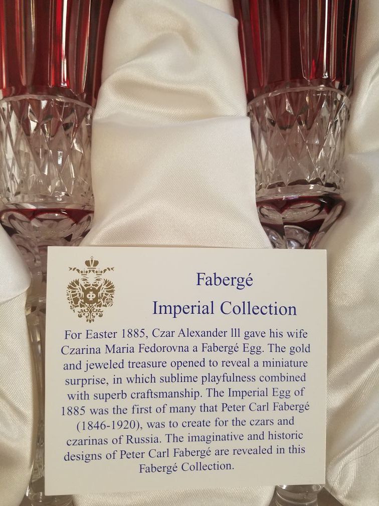 Brand new Faberge Ruby Red Wine Glasses