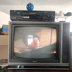 Vtg Toshiba CRT Tv And VCR 