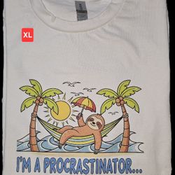 Procrastinator Sloth T-Shirt XL