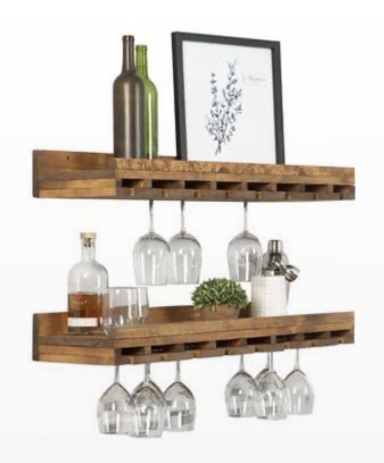 Solid Wood Wall Mounted Wine Glass Rack