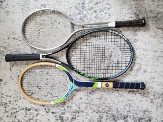 3 TENNIS RAQUETS and 15 BALLS