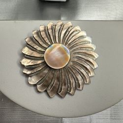 Rare Unique Abalone Shell Carved Brooch