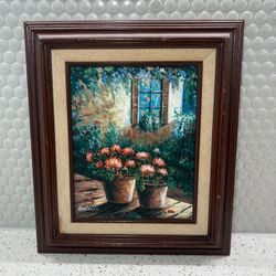 Cottagecore Vintage Oil Painting – Framed Still Life