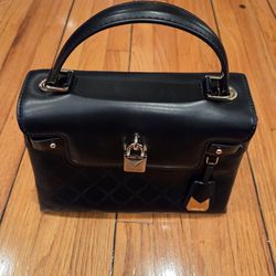 Michael Kors Black Chain-Embossed Leather Medium Gramercy Satchel Bag