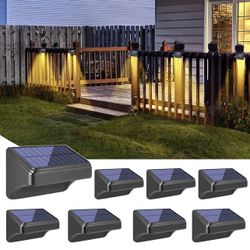 Solar Lights for Fence with 8 Solid Colors, Warm White Solar Wall Lights Outdoor Waterproof