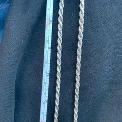 925  Stamped Silver Diamond Cut Rope Chain 