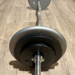 Curl Bar Standard With Pairs Of 25s 10s And 5 lbs  Total: 94 lbs
