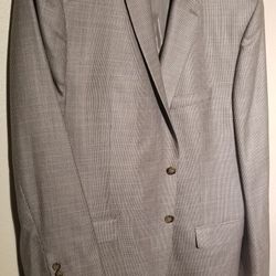 Ralph Lauren Sport Coat Balzer Jacket Plaid Gray Mens Wool Silk