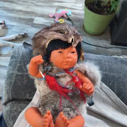 Unique Doll with real animal headress