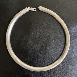 Sterling Silver 925 Italy Omega Vintage Necklace Heavy 42g 16" Length 9.5mm Wide Choker 