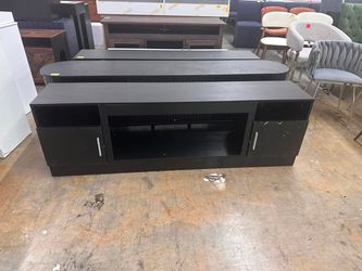 Modern and simple black TV cabinet with locker open shelf