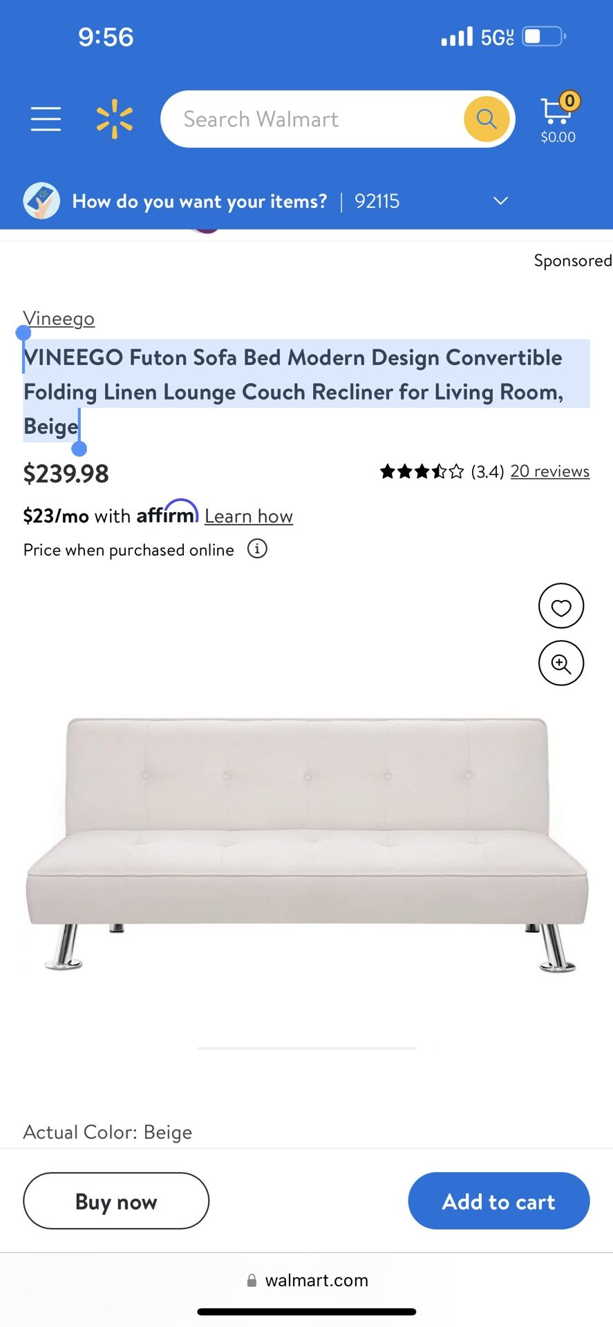 Beige Futon for Sale in San Diego, CA OfferUp