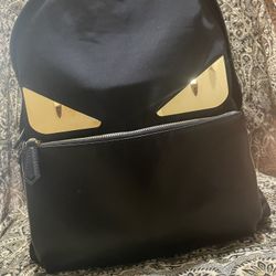 Fendi Monster Eyes Black Nylon Backpack