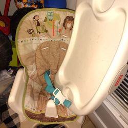 Space Saver High Chair & Pink/ Gray Stroller