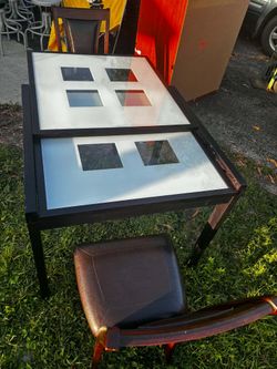 Expandable Dining Table With Frosted Glass Top
