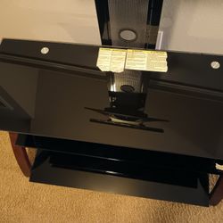 Modern Black Glass TV Stand with Mount – Great Condition