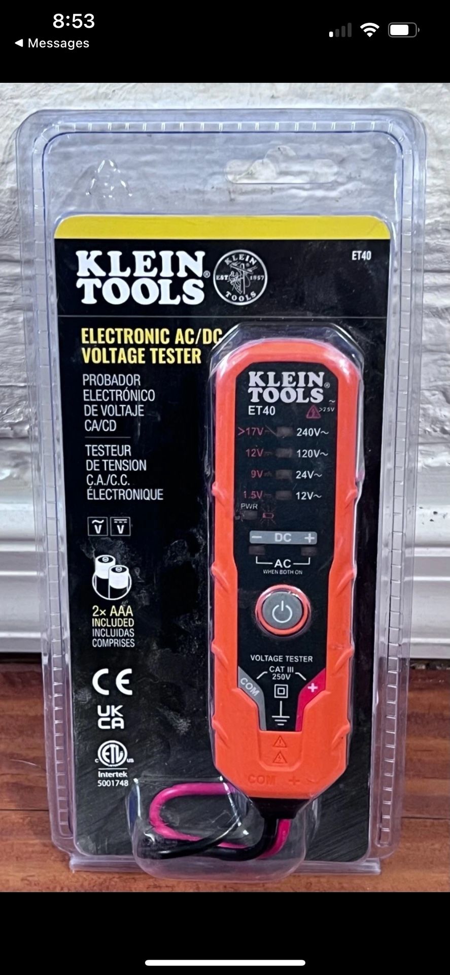 Klein Tools ET40 Electronic AC/DC Voltage Tester 12 to 240V AC, 1.5 to 24V DC