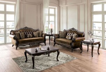 Traditional Sofa & Loveseat Set - Brown Color