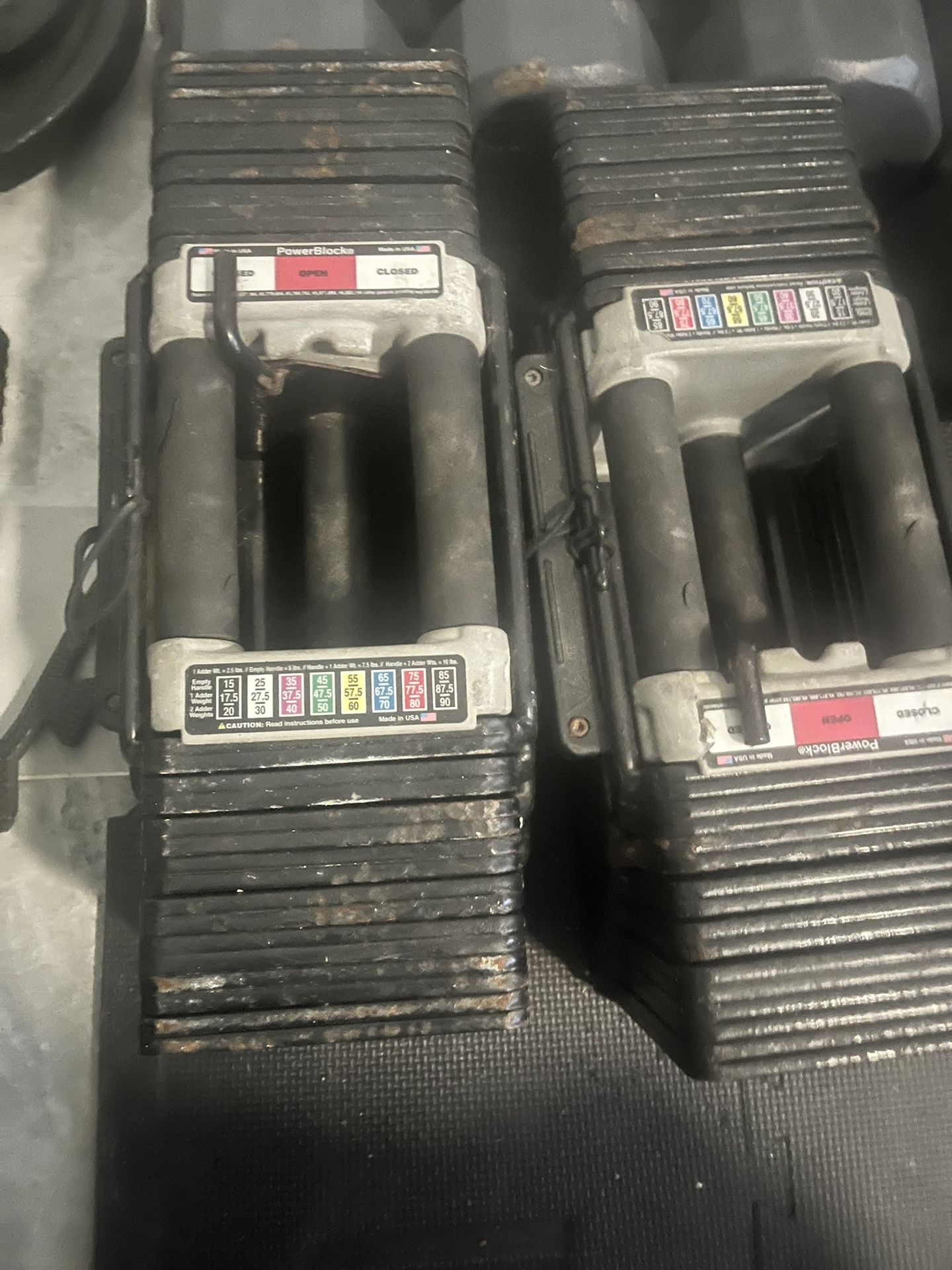Pair Of Power block Adjustable Dumbbell 90lb Each Total 180lb