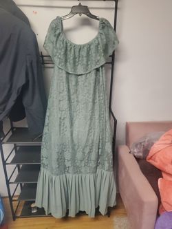 Sage Green Floral Lace Maxi Dress