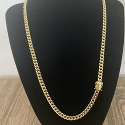 6mm 10k Real Gold Miami Cuban Chain Necklace 20 Inch