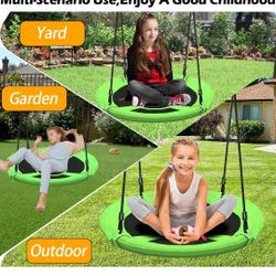 40 Inch Green Saucer Tree Swing Set for Kids