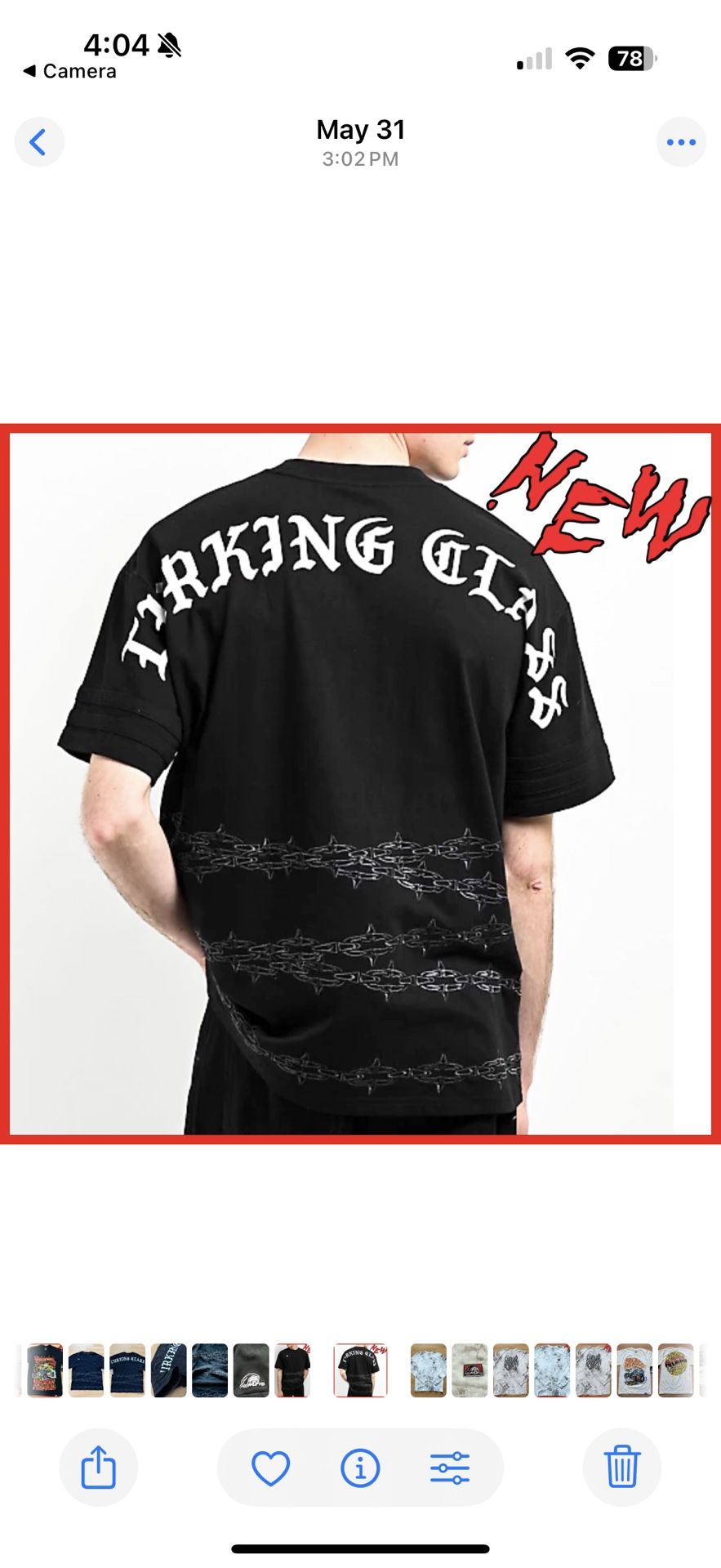 NTW New Men M Lurking Class by Sketchy Tank Embroidered Spiked Chain T-Shirt Tee