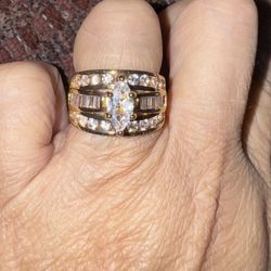 NEW Sterling Silver & Gold-tone Marquis CZ Ring - size 8