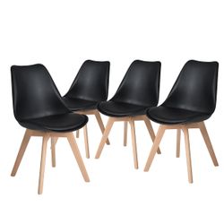 Homy Casa Frankfurt 4PC Modern Dining Chair with Wood Legs, Black, Open Box