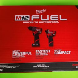 NEW Milwaukee 3497-22 M12 FUEL 12V Cordless Li-Ion Combo Kit w/ Bag and 2 Batteries