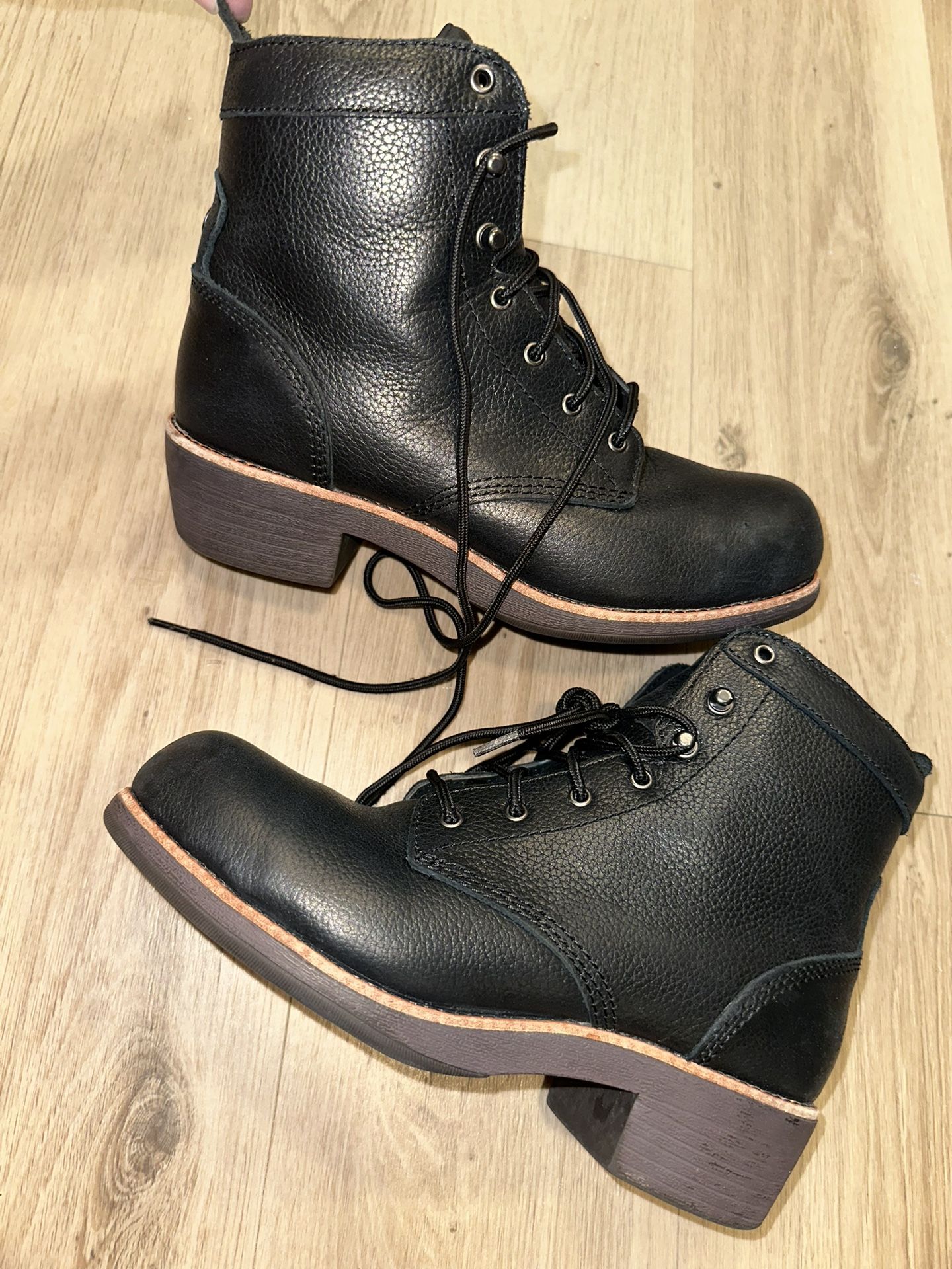 Worx By Red Wing Womens Boots Black Steel Toe Lace-Up Boots