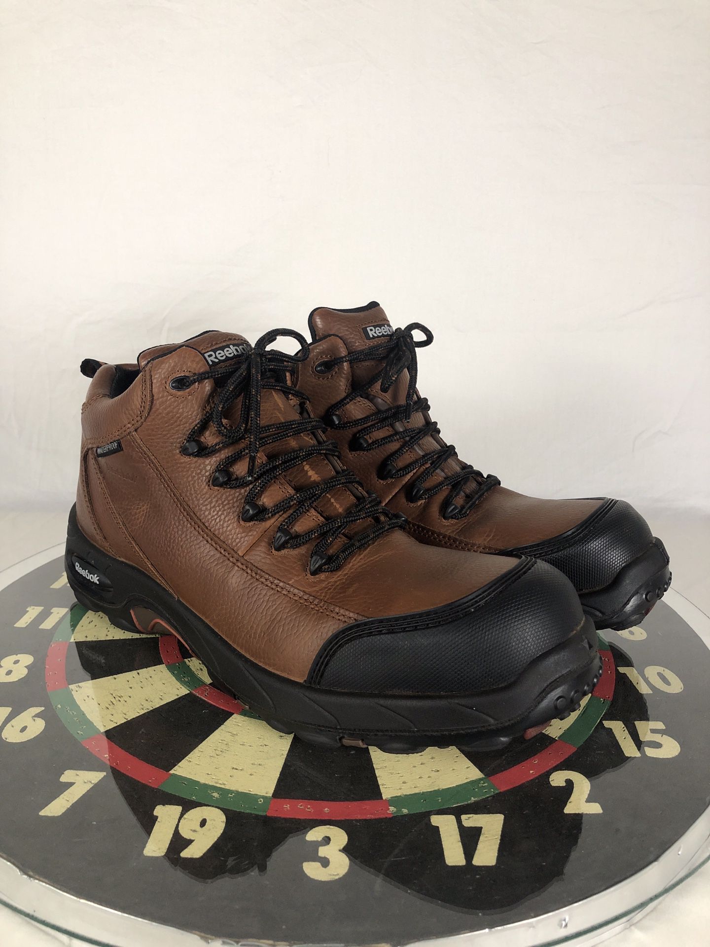 Reebok Mens Tiahawk Brown Leather Hiking Boots Shoe Composite Toe Waterproof 14W