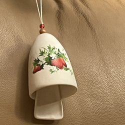 Sandstone Ceramic Vintage Strawberry wind Chime Bell Artist Signed