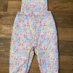 Jacadi Paris 12 month baby girl floral jumpsuit outfit white pink blue