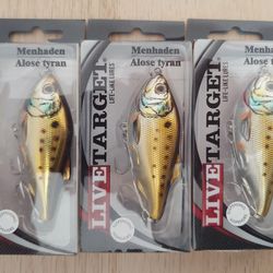 3 Packs Koppers Live Target Menhaden pogy bunker 3" 1 oz Bronze MHT90S925 - Fishing Lures - NOS - Discontinued