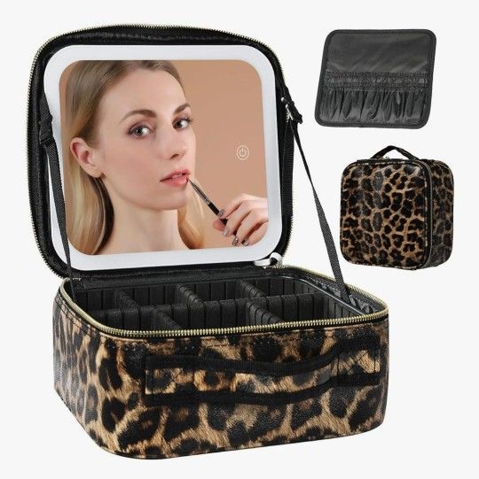 ESTUCHE  DE  MAQUILLAJE  CON  ESPEJO  LED/TRAVEL  MAKEUP  BAG  WITH  LED  MIRROR