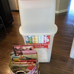 Wrap & Store 30” Bin (35 gift bags, 47 packages of gift wrap) + few partial sheets