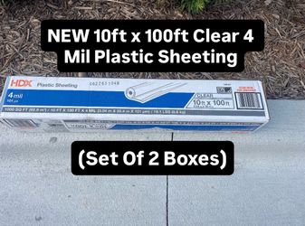 Brand New 10ft x 100ft Clear 4 Mil Plastic Sheeting (Set Of 2 Boxes)