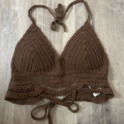 brown knitted halter top